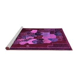 Sideview of Machine Washable Persian Purple Traditional Area Rugs, wshtr2378pur