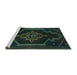 Sideview of Machine Washable Persian Turquoise Traditional Area Rugs, wshtr2379turq