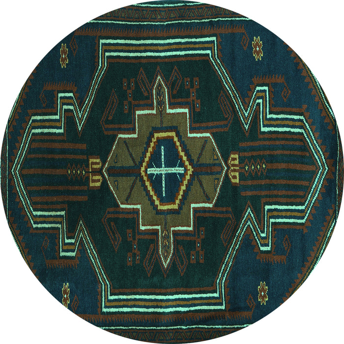 Round Persian Turquoise Traditional Rug, tr2379turq
