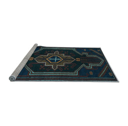 Sideview of Machine Washable Persian Light Blue Traditional Rug, wshtr2379lblu