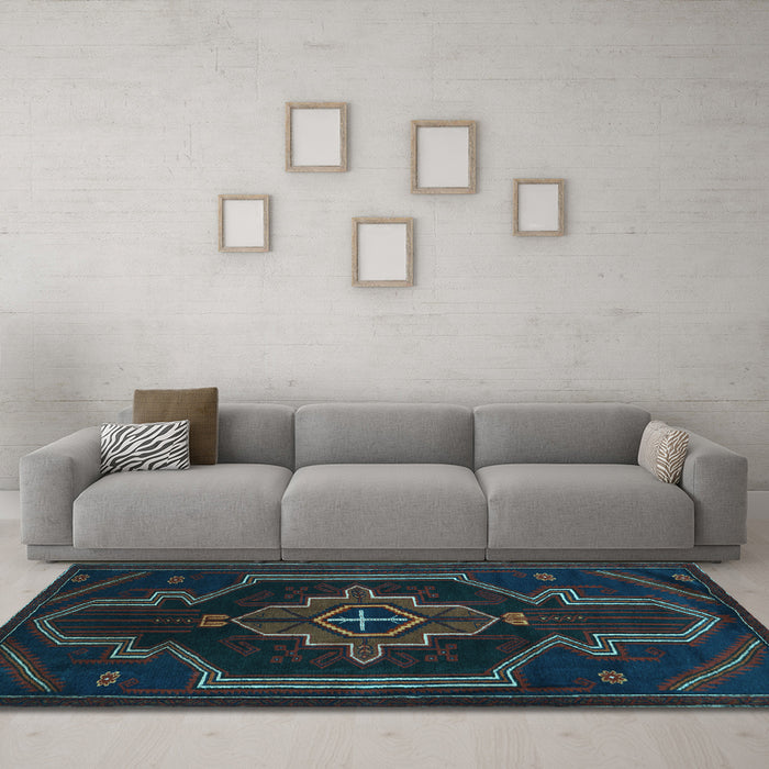 Machine Washable Persian Light Blue Traditional Rug in a Living Room, wshtr2379lblu