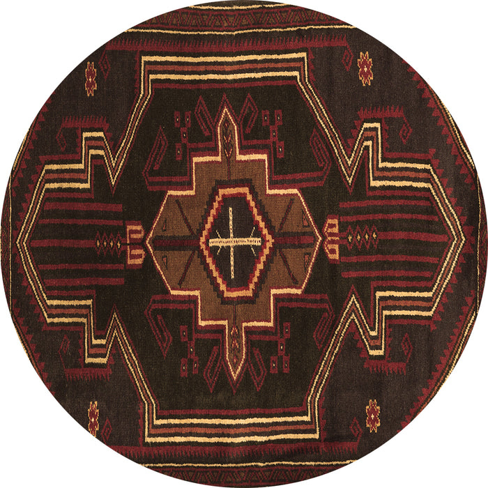 Round Persian Brown Traditional Rug, tr2379brn