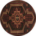 Round Persian Brown Traditional Rug, tr2379brn