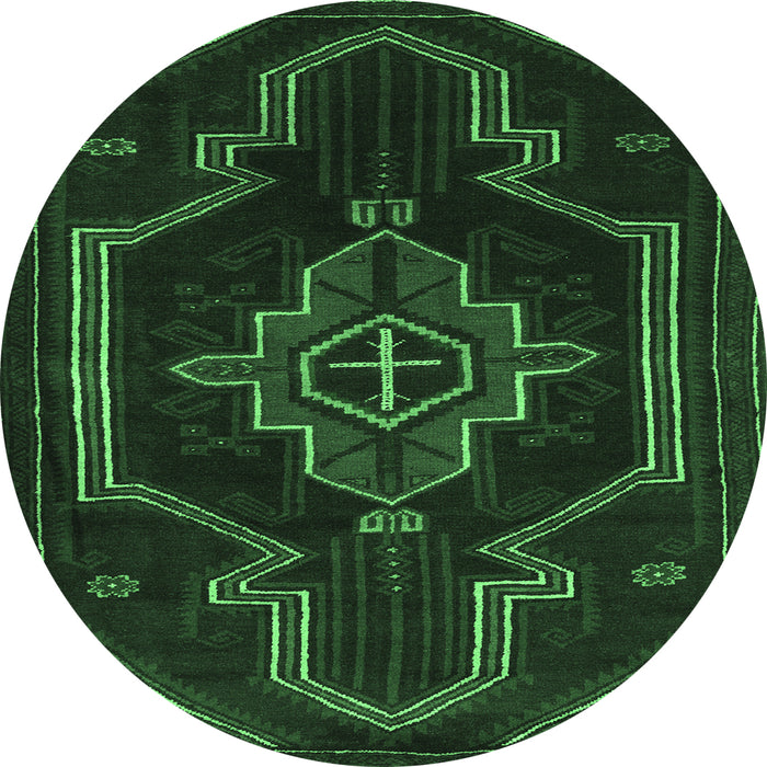 Round Persian Emerald Green Traditional Rug, tr2379emgrn