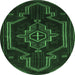 Round Persian Emerald Green Traditional Rug, tr2379emgrn