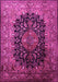 Machine Washable Medallion Pink Traditional Rug, wshtr237pnk