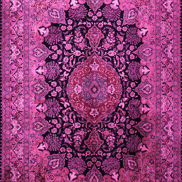 Machine Washable Medallion Pink Traditional Rug, wshtr237pnk