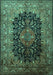 Machine Washable Medallion Turquoise Traditional Area Rugs, wshtr237turq