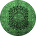 Round Medallion Emerald Green Traditional Rug, tr237emgrn