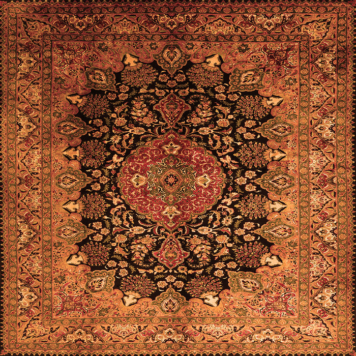 Serging Thickness of Medallion Orange Traditional Rug, tr237org