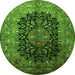 Machine Washable Medallion Green Traditional Area Rugs, wshtr237grn