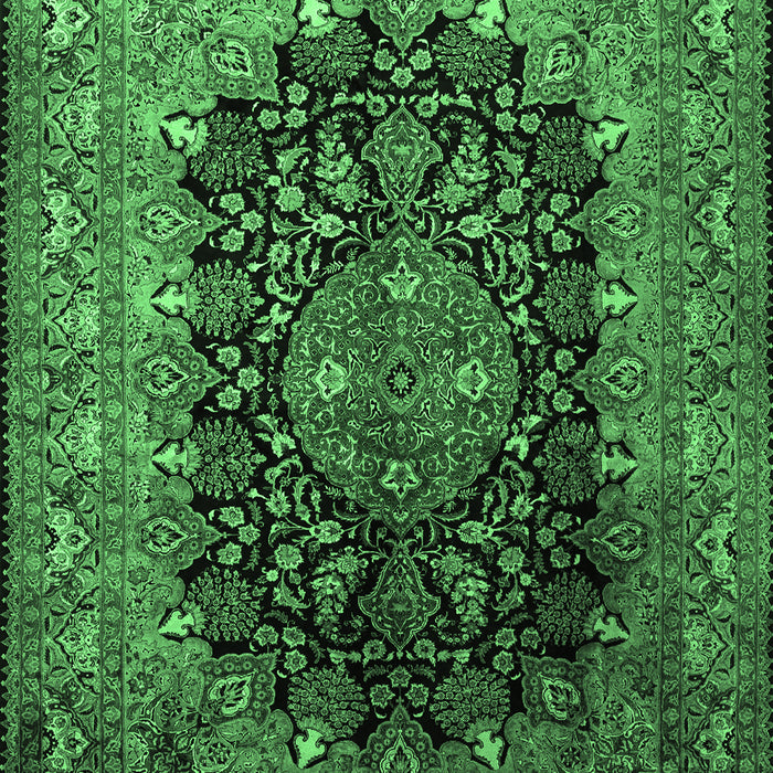 Medallion Emerald Green Traditional Rug, tr237emgrn