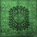 Square Medallion Emerald Green Traditional Rug, tr237emgrn