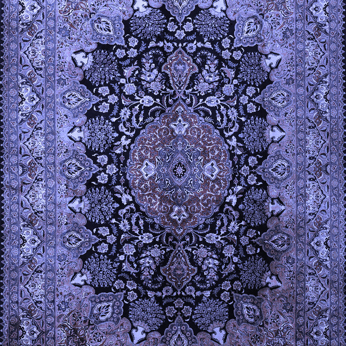 Machine Washable Medallion Blue Traditional Rug, wshtr237blu
