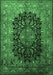 Machine Washable Medallion Emerald Green Traditional Area Rugs, wshtr237emgrn