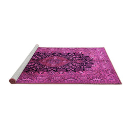 Sideview of Machine Washable Medallion Pink Traditional Rug, wshtr237pnk