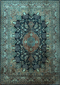 Medallion Light Blue Traditional Rug, tr237lblu