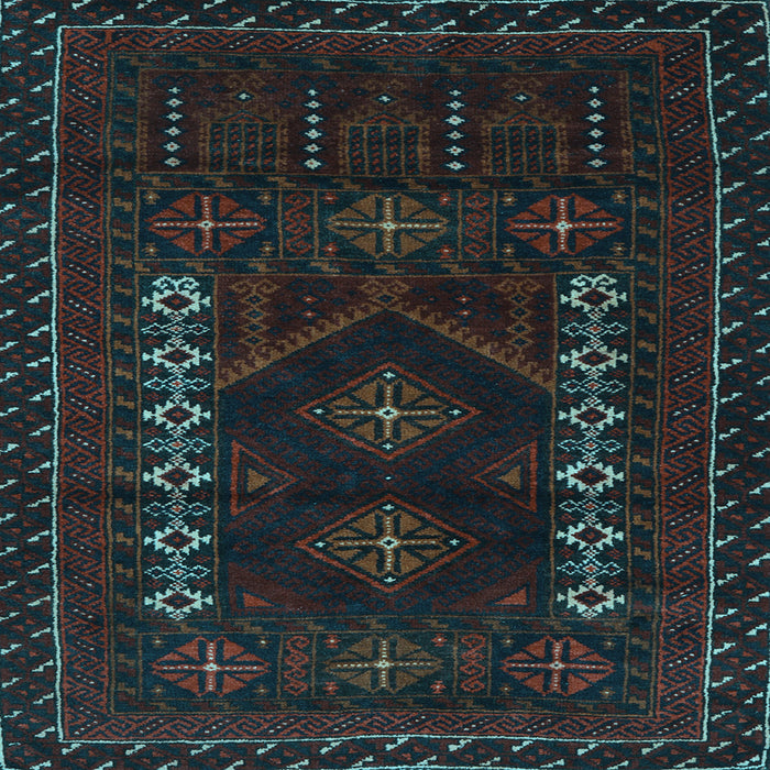 Square Machine Washable Southwestern Light Blue Country Rug, wshtr2380lblu