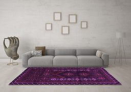 Machine Washable Southwestern Purple Country Area Rugs in a Living Room, wshtr2380pur