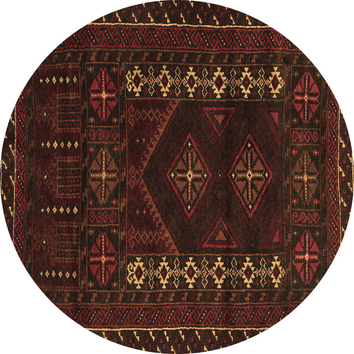 Round Southwestern Brown Country Rug, tr2380brn