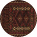 Round Southwestern Brown Country Rug, tr2380brn