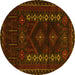 Round Southwestern Yellow Country Rug, tr2380yw