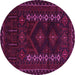 Round Southwestern Pink Country Rug, tr2380pnk