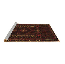 Sideview of Machine Washable Southwestern Brown Country Rug, wshtr2380brn