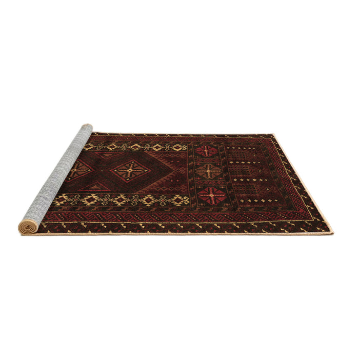 Sideview of Machine Washable Southwestern Brown Country Rug, wshtr2380brn