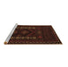 Sideview of Machine Washable Southwestern Brown Country Rug, wshtr2380brn