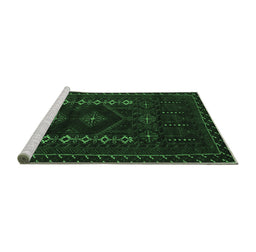 Sideview of Machine Washable Southwestern Emerald Green Country Area Rugs, wshtr2380emgrn