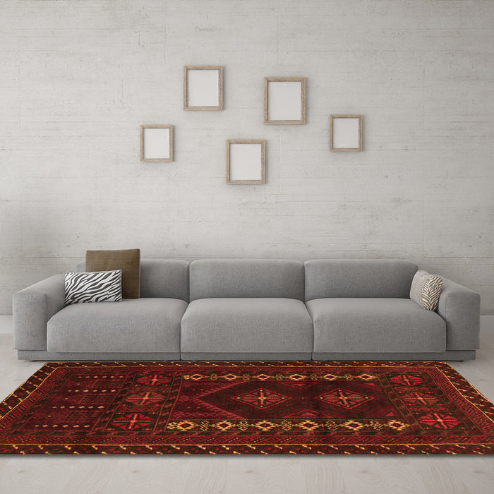 Machine Washable Southwestern Orange Country Area Rugs in a Living Room, wshtr2380org