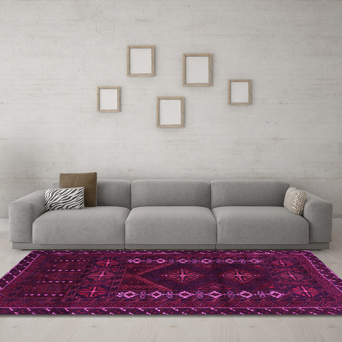 Machine Washable Southwestern Pink Country Rug in a Living Room, wshtr2380pnk
