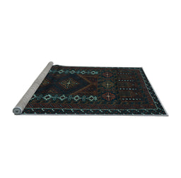 Sideview of Machine Washable Southwestern Light Blue Country Rug, wshtr2380lblu