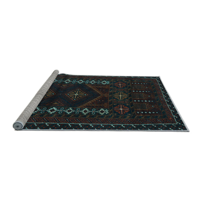 Sideview of Machine Washable Southwestern Light Blue Country Rug, wshtr2380lblu