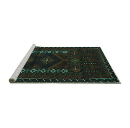 Sideview of Machine Washable Southwestern Turquoise Country Area Rugs, wshtr2380turq