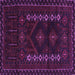 Square Machine Washable Southwestern Purple Country Area Rugs, wshtr2380pur