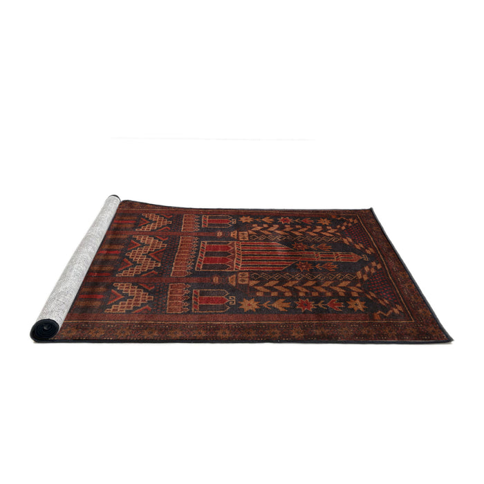 Sideview of Machine Washable Traditional Dark Sienna Brown Rug, wshtr2381