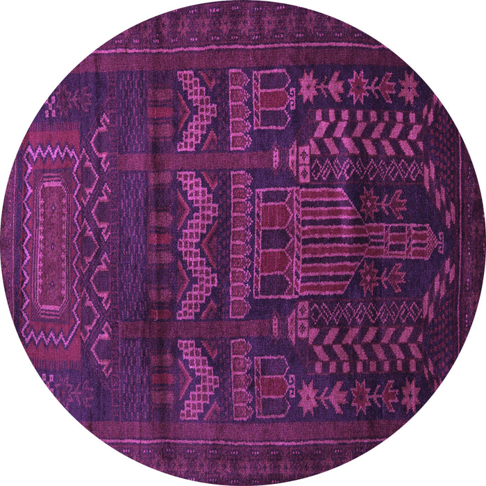 Round Persian Purple Traditional Rug, tr2381pur