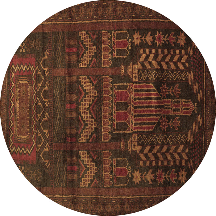 Round Machine Washable Persian Brown Traditional Rug, wshtr2381brn