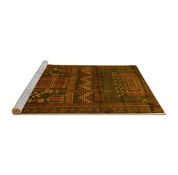 Sideview of Machine Washable Persian Yellow Traditional Rug, wshtr2381yw