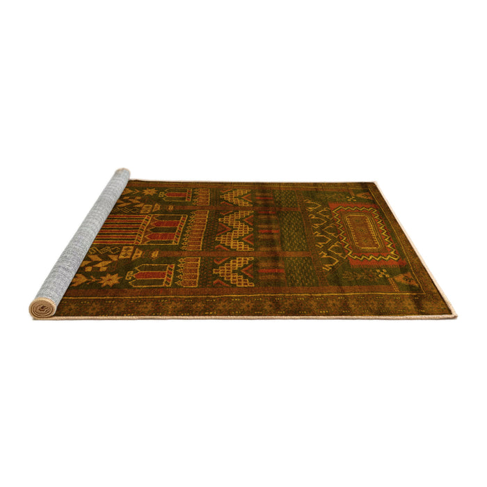 Sideview of Machine Washable Persian Yellow Traditional Rug, wshtr2381yw
