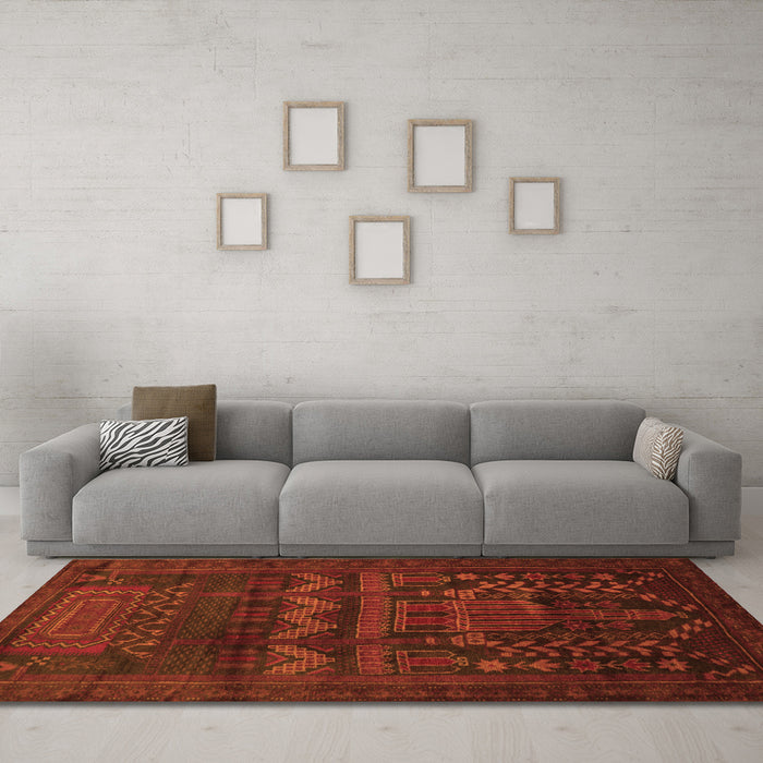 Machine Washable Persian Orange Traditional Area Rugs in a Living Room, wshtr2381org