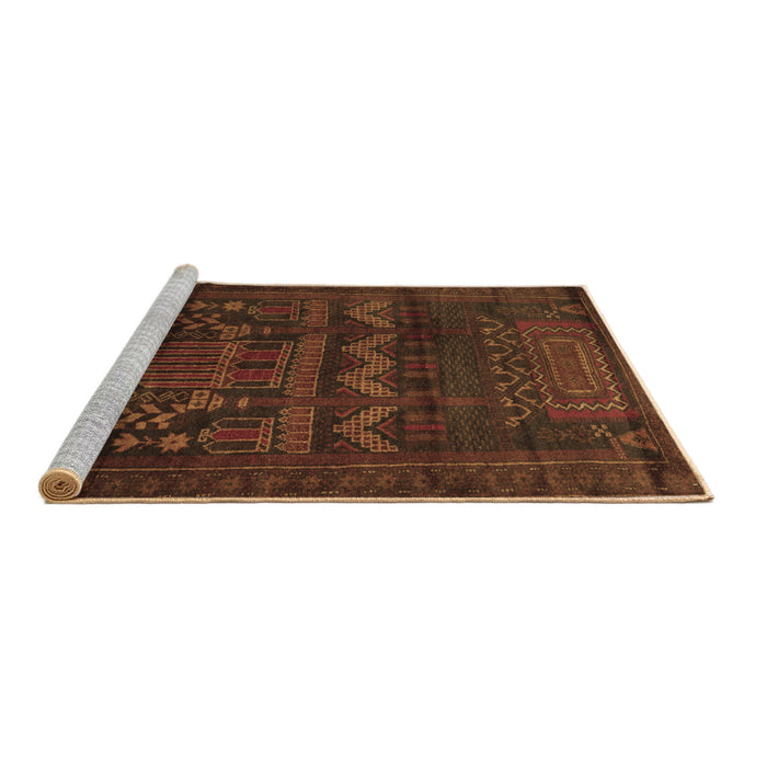Sideview of Machine Washable Persian Brown Traditional Rug, wshtr2381brn