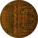 Round Persian Yellow Traditional Rug, tr2381yw