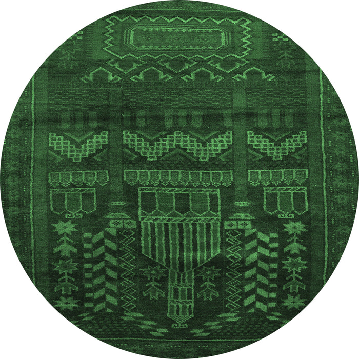 Round Persian Emerald Green Traditional Rug, tr2381emgrn