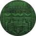 Round Persian Emerald Green Traditional Rug, tr2381emgrn