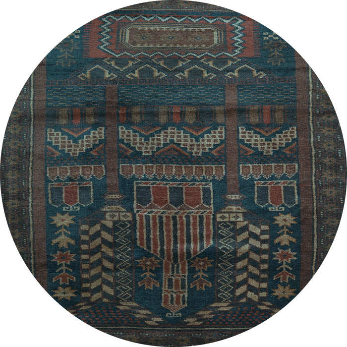 Round Machine Washable Persian Light Blue Traditional Rug, wshtr2381lblu