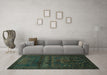 Machine Washable Persian Turquoise Traditional Area Rugs in a Living Room,, wshtr2381turq