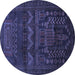 Round Persian Blue Traditional Rug, tr2381blu
